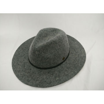 Mode Wolle Filz Fedora Hut mit feinen handgefertigten Leder String Hatband (F-070004)